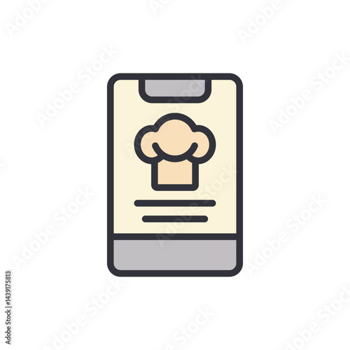 Cooking app colored icons, minimalist vector illustration ,simple transparent graphic element .Isolated on white background