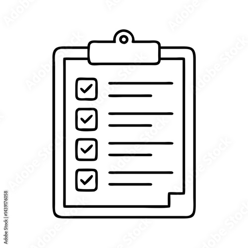 clipboard with checklist icon, clipboard with checklist line art - simple line art of clipboard with checklist, perfect for clipboard with checklist logos and icons
