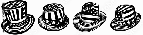 The Yankee Doodle Hat. Symbol Vector Clip art. Patriotic headgear revolutionary era chapeau & americana a proud nation.