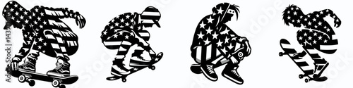 The Skater Boy. Symbol Vector Clip art. boarding fellow youth subculture movement activity urban hobby action.