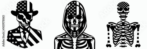 The Skeleton. Symbol Vector Clip art. Bare frame anatomy bone structure mortal remains coil mortality body.