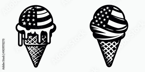 The Ice Cream Cone. Symbol Vector Clip art. Frozen dessert treat savoring sugary goodness in a delightful edible container.