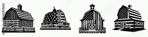 The Farm Barn. Symbol Vector Clip art. Rustic agricultural building country agrarian homestead structure for harvest storage.