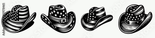 The Cowboy Hat. Symbol Vector Clip art. Western headgear iconic apparel for ranch heritage rural vogue & frontier tradition.