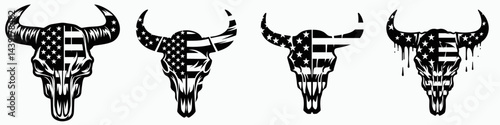 The Cow Skull. Symbol Vector Clip art. Bovine cranium a desert icon natural bone art western motif relic.