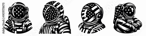 The Astronaut. Symbol Vector Clip art. Voyager exploring void intergalactic journey celestial navigation star traveler cosmic mission.