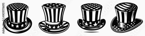 The American Top Hat. Symbol Vector Clip art. United states formal headwear a of elegance distinction plus heritage.