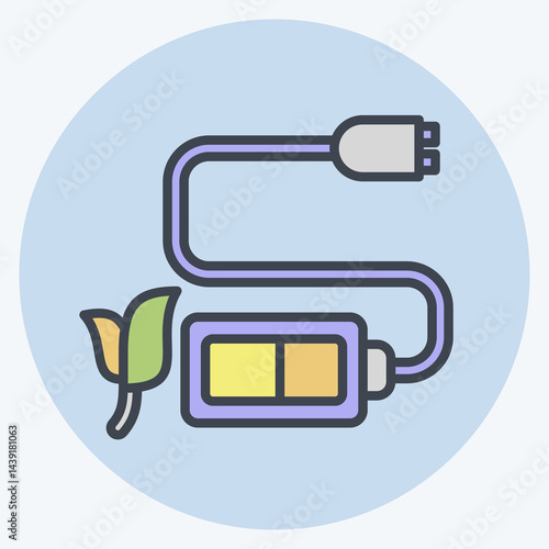 Icon Battery Charger. related to Save the World symbol. color mate style. editable