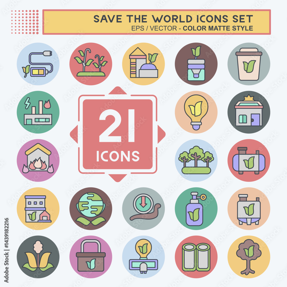 Icon Set Save the World. related to Education symbol. color mate style. editable Icon Set Save the World. related to Education symbol. color mate style. editable