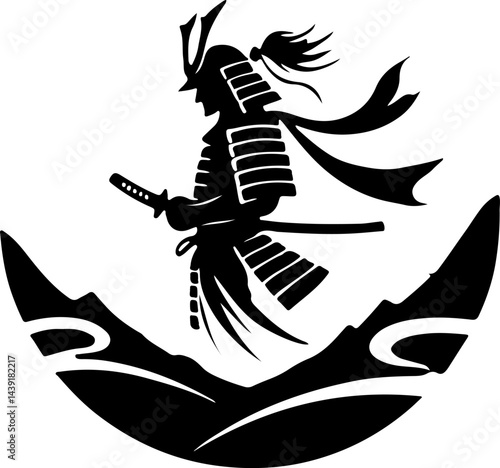 sketch vector illustration silhouette design icon logo symbol painting decoration samurai knight sword cultural and religion classic traditional vintage