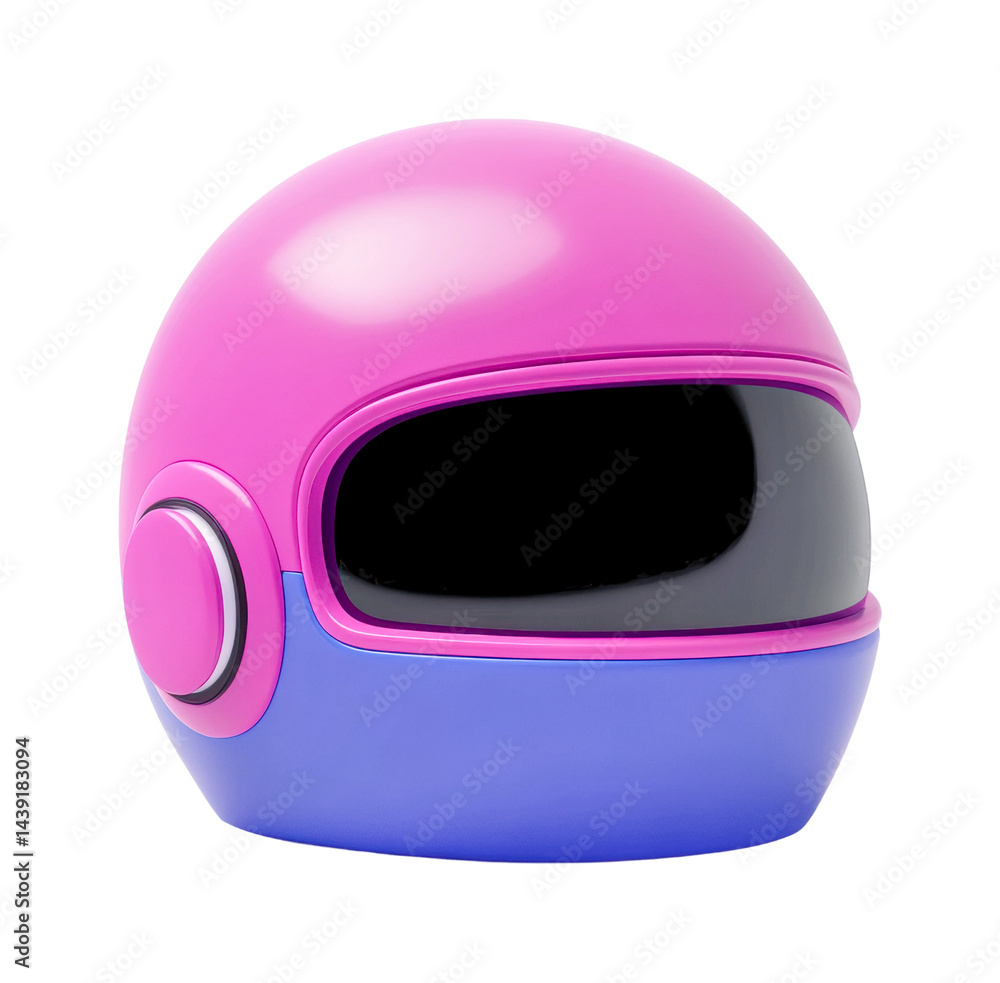 Fototapeta premium Colorful futuristic helmet with glossy finish, cut out - stock png.