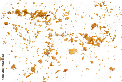 Tableau sur toile cookie crumbs scattered on white transparent background