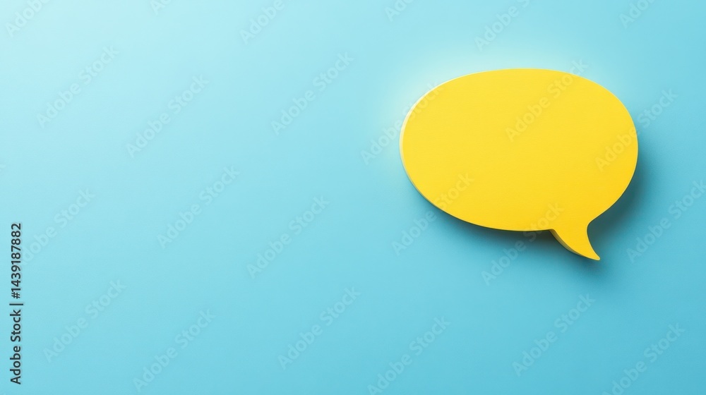 Yellow speech bubble on blue background; communication concept (3) Yellow speech bubble on blue background; communication concept (3)