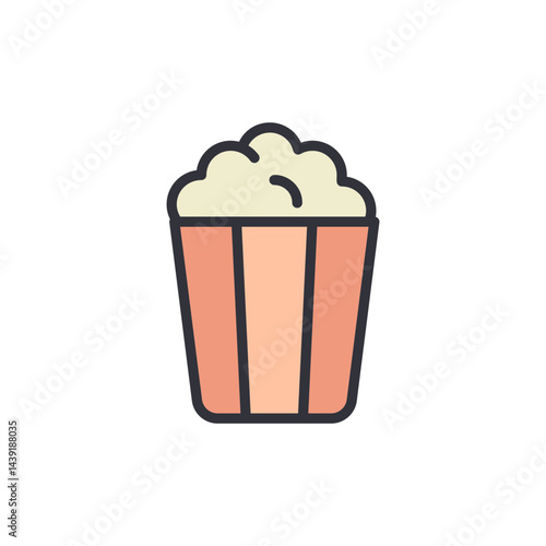 Pop corn colored icons, minimalist vector illustration ,simple transparent graphic element .Isolated on white background