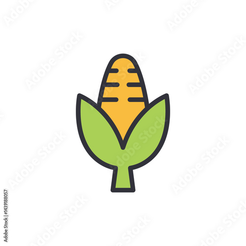 Corn colored icons, minimalist vector illustration ,simple transparent graphic element .Isolated on white background