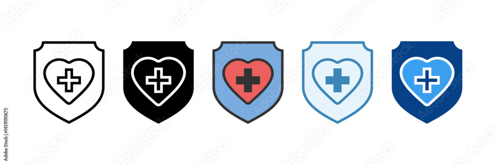 Fototapeta premium Insurance Icon Set Multiple Style Collection