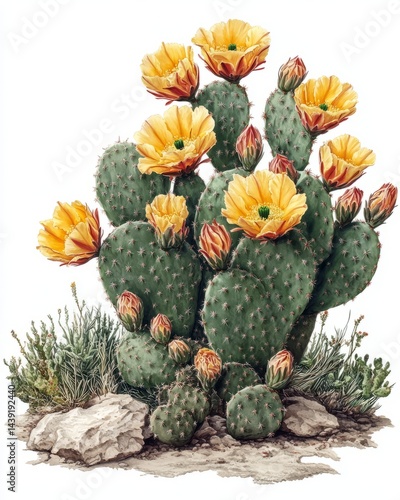 Realistic HDR cactus, isolated, detailed art.