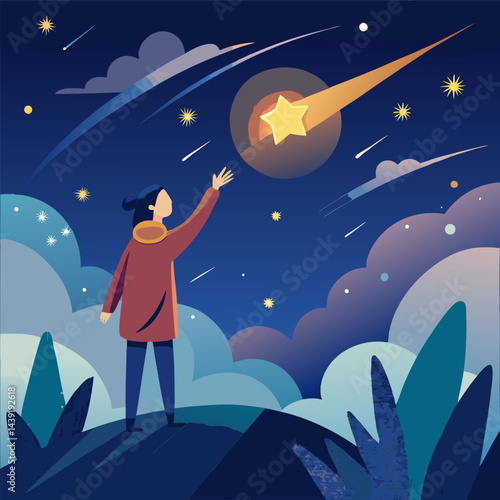 Reaching for the Stars. A Night Sky Dream