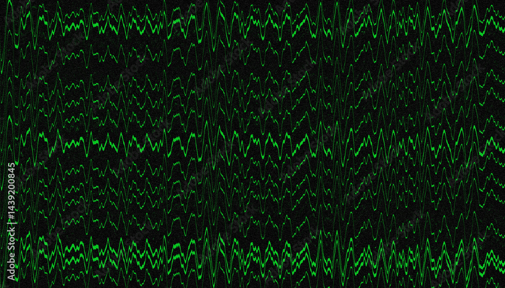 Obraz premium De multiple onde fréquentielle verte sur un fond noir.