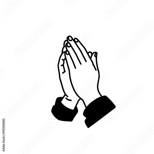 Praying hands expressing gratitude against a simple white background  