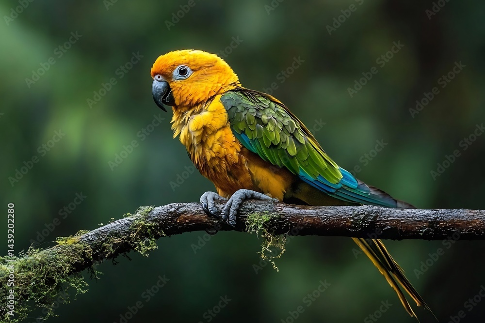 Fototapeta premium exotic parrot species on branch in tropical forest
