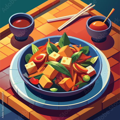 Delicious Asian Tofu Dish with Vegetables and Sauce