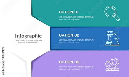 Simple 3 option infographic presentation slide. Banner, Brochure, Plan and Strategy. Vector illustration.