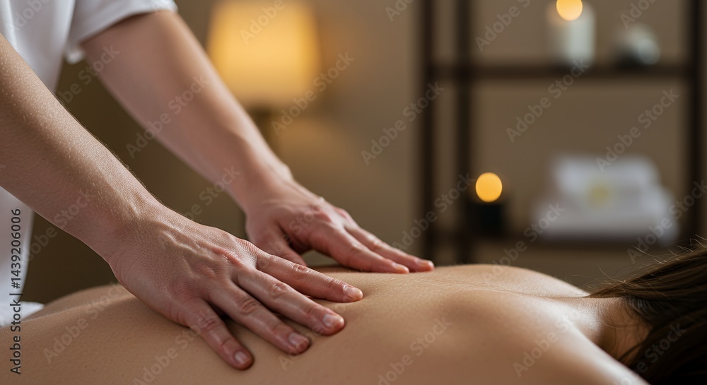 custom made wallpaper toronto digitalCloseup Upper Back Massage with Skilled Hands Applying Gentle Pressure in Circular Motions in a Serene Spa Setting with Soft Lighting and Blurred Background