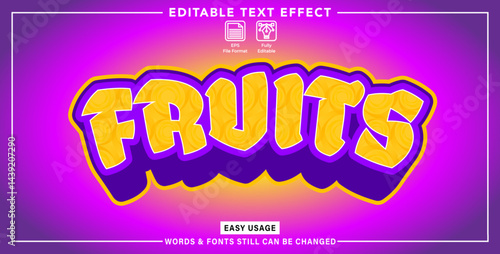Editable text effect fruits styles