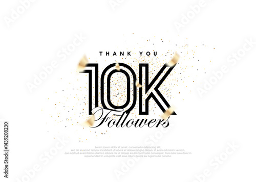 Black 10k followers number. achievement celebration vector.