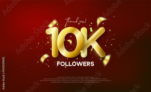 Golden metallic number thank you followers 10k.