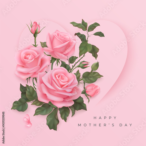 Happy mothers day greeting card with roses