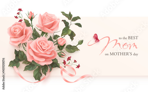 Happy mothers day greeting card with roses