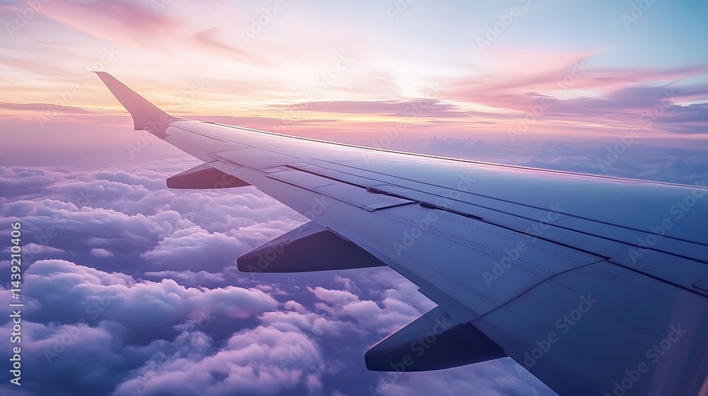Airplane wing over clouds at sunset (1) Airplane wing over clouds at sunset (1)