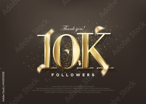 Luxury gold thank you 10k followers. greetings and celebrations.