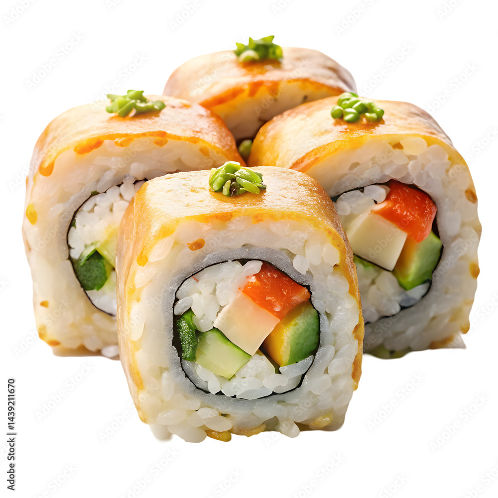 Golden Double Happiness Rolls On White Golden Double Happiness Rolls On White