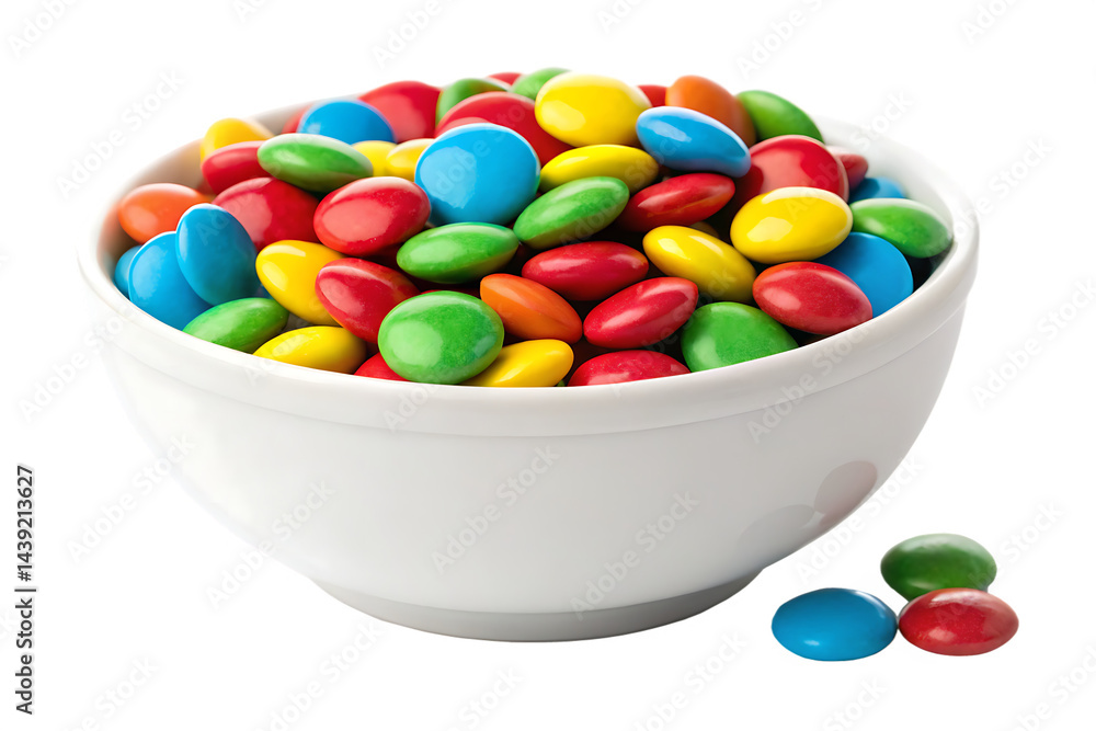 white bowl with colorful candy coated chocolates isotian on background white white bowl with colorful candy coated chocolates isotian on background white