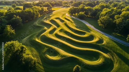 Wallpaper Mural Elevated view of sculpted grassy landscape patterns in parkland. Torontodigital.ca
