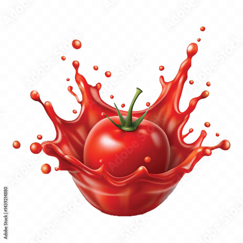  realistic 3d splash of tomato ketchup isolated on transparent background