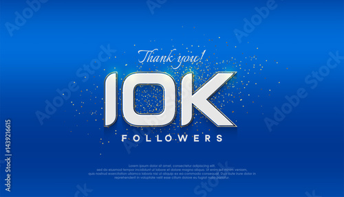 Followers number 10k. followers achievement celebration design.