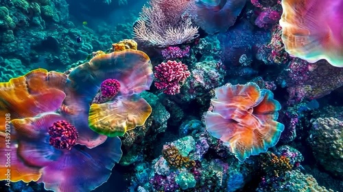 Wallpaper Mural Vibrant coral reef ecosystem unveiled: lively underwater colors and marine life dynamics Torontodigital.ca