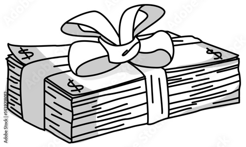 Stack of Cash Tied with Ribbon for Special Occasion