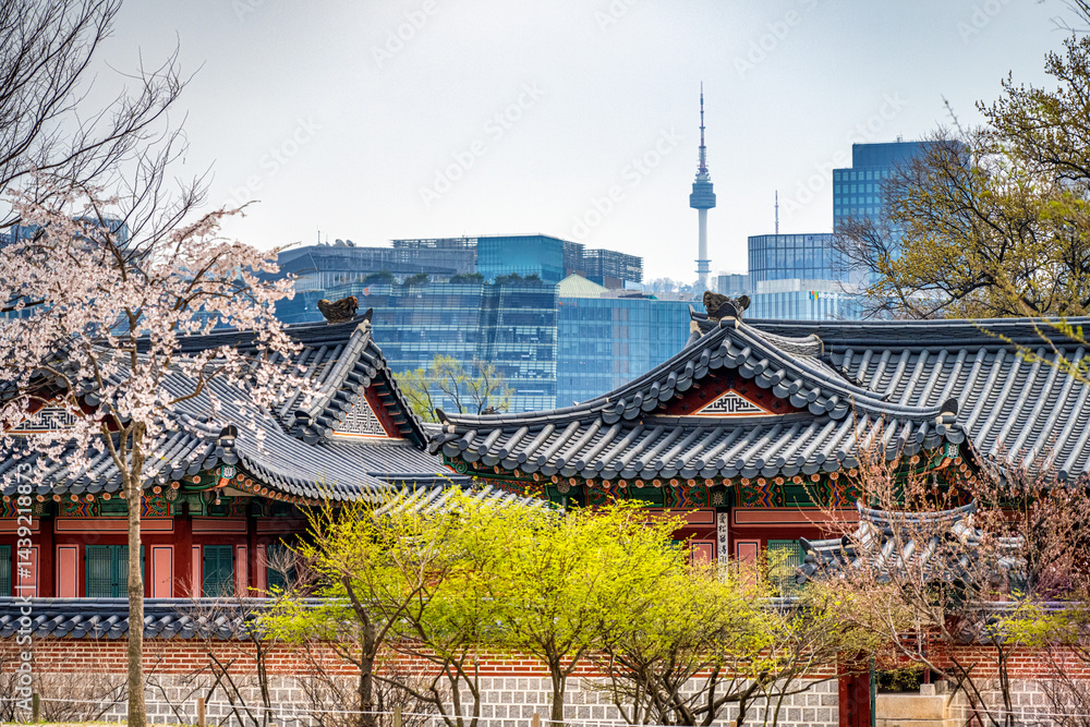 Gyeongbukgung palace, in spring, Seoul, South Korea.