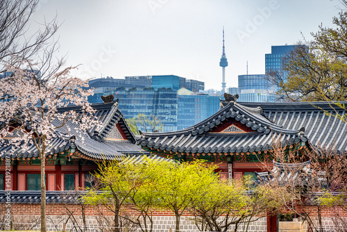 Obraz na płótnie Gyeongbukgung palace, in spring, Seoul, South Korea. w salonie