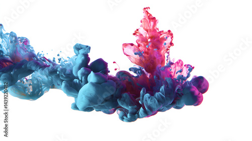 Vibrant abstract composition featuring swirling blue and pink paint, creating dynamic shapes and textures that evoke sense of movement and creativity. colors blend beautifully, forming eye