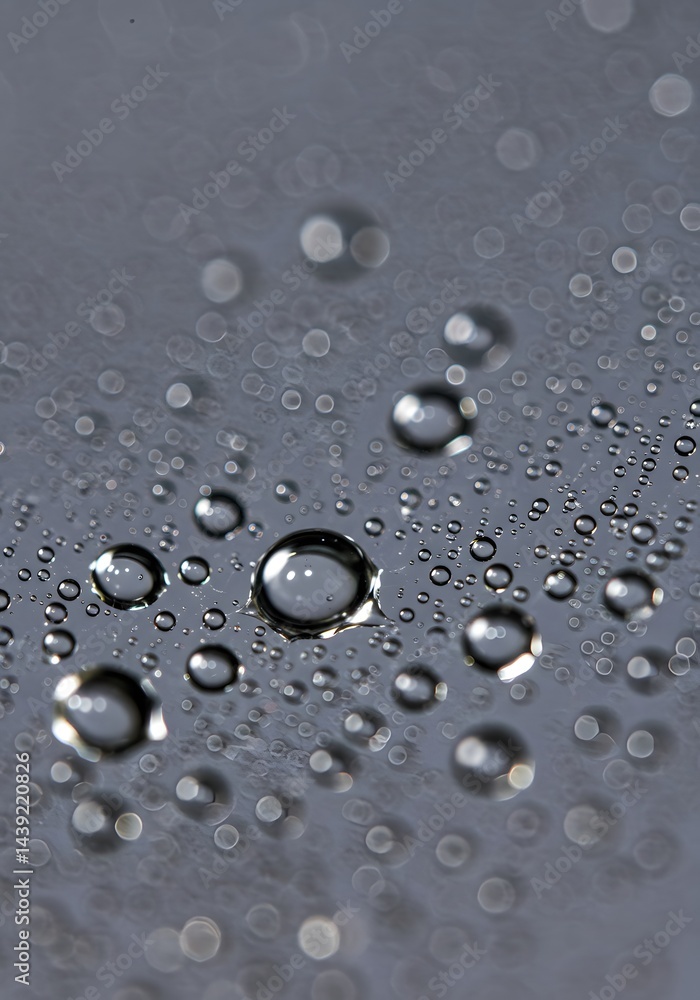 Close-up image of water droplets on a reflective surface, creating an abstract visual. Close-up image of water droplets on a reflective surface, creating an abstract visual.