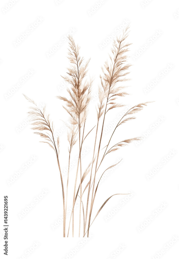 Elegant pampas grass stalks with feathery plumes, cut out - stock png. Elegant pampas grass stalks with feathery plumes, cut out - stock png.