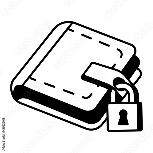 A hand drawn icon of a secure wallet 
