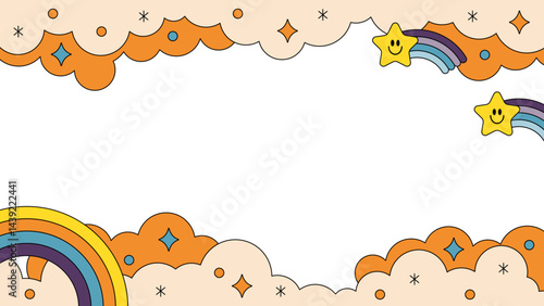 new retro frame-25　レトロな背景。ポップで可愛いフレーム。お洒落な壁紙。