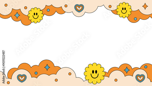 new retro frame-24　レトロな背景。ポップで可愛いフレーム。お洒落な壁紙。